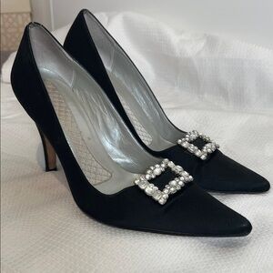 BCBGMaxAzria Black Heels with Pearl Accent